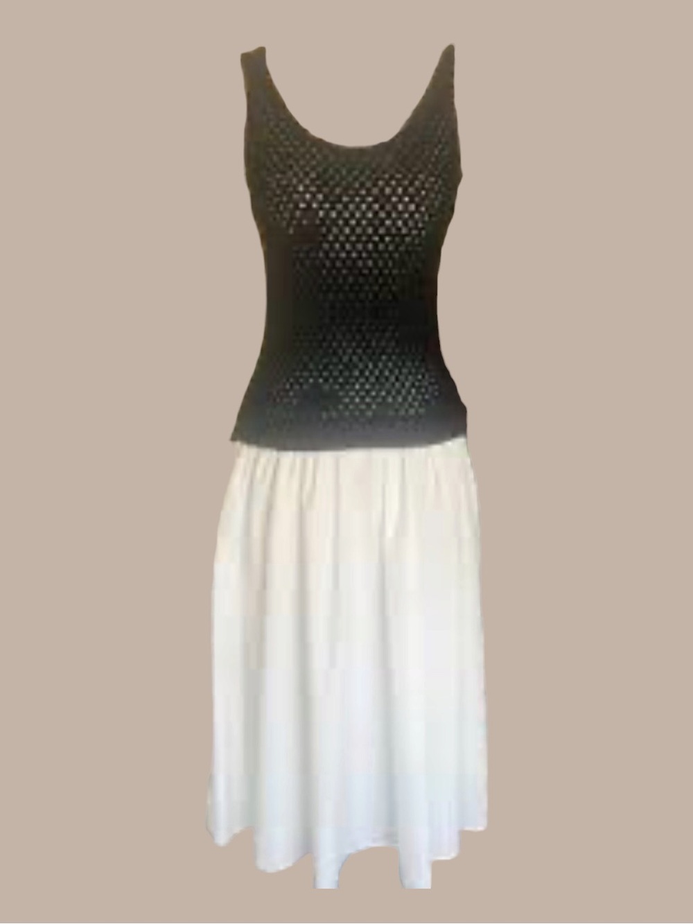 Astr: The Label Black Knit Tank with White Attached Hem